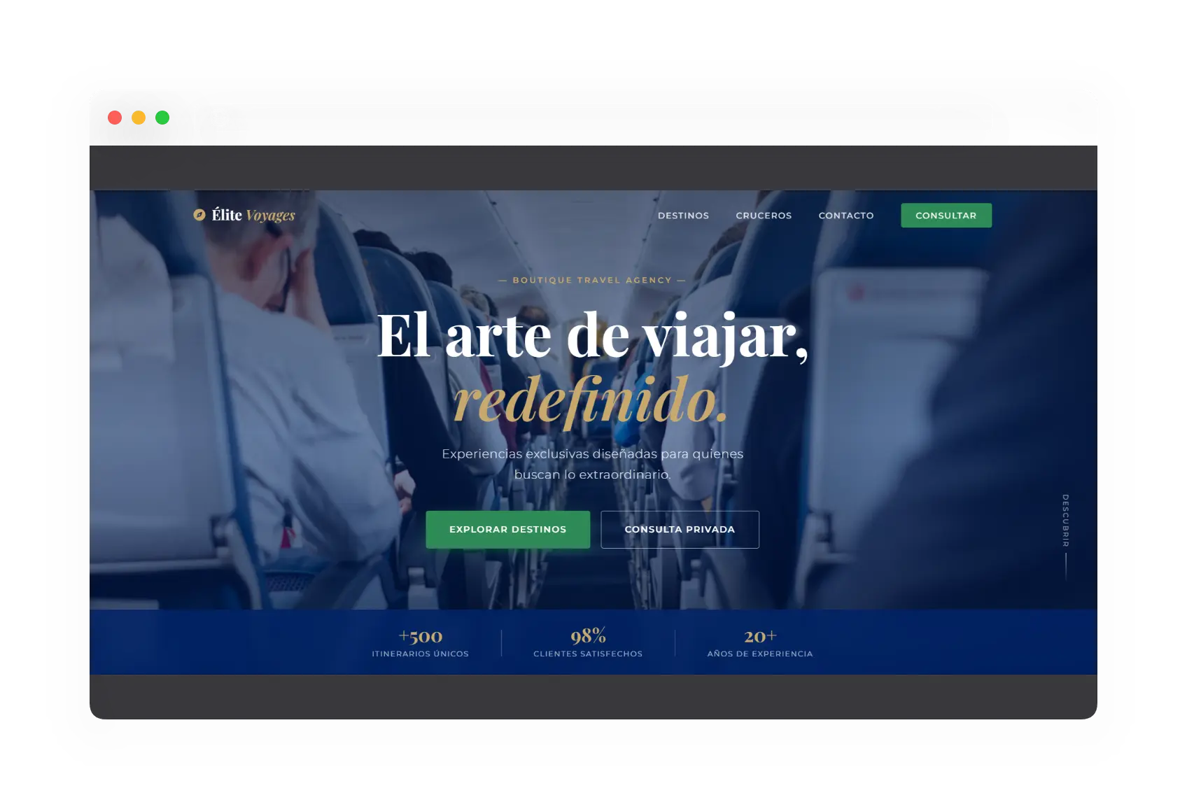 Elite Voyages, landing de agencia de viajes